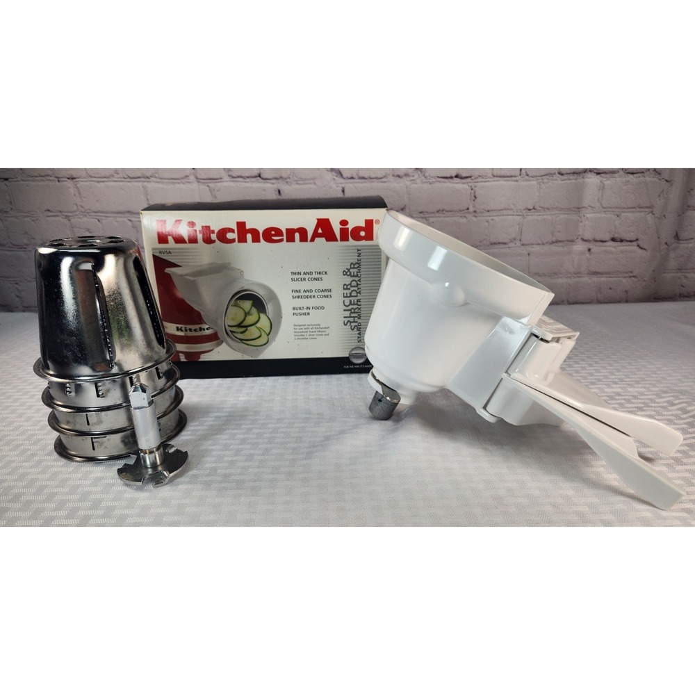 KitchenAid Rotor Slicer/Shredder Stand Mixer Attachment + Shaft + 4 Cones + Box